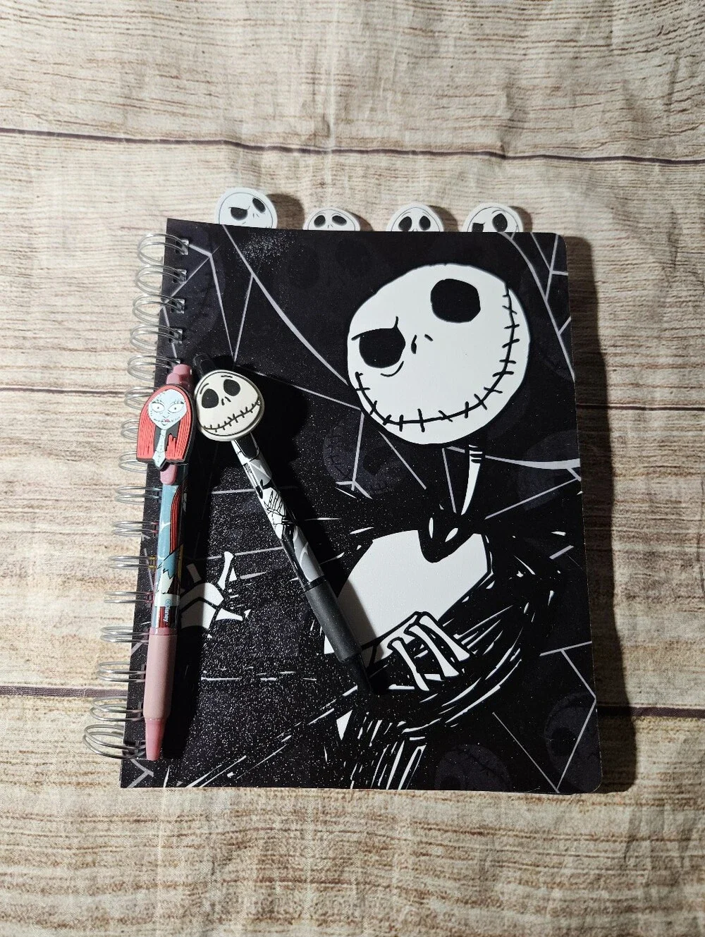 Disney Nightmare Before Christmas spiral journal and jack and sally pens